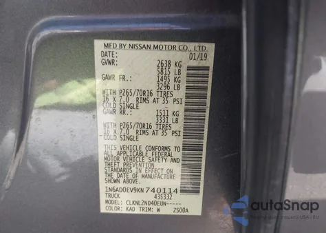 2019 Nissan Frontier Sv from USA, damaged, VIN 1N6AD0EV9KN740114